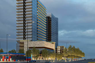 rebuild tower, high rise, skyscraper, urban city landscape,aerial view render