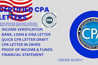 write US cpa letters, income verification and mortgage comfort letters