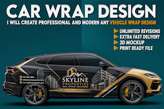 create car wrap, livery car, rally car wrap,  van wrap any vehicle wrap design