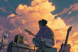 create vector minimalist anime for vtuber, album cover, lofi, logo, wallpaper