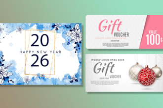 design unique christmas and new year gift cards