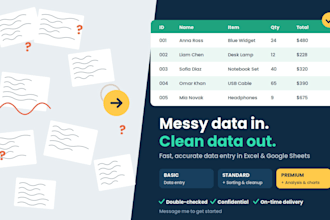 all the data entry work and sorting of data