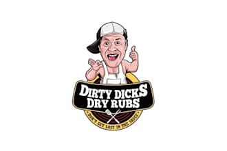 made mascot cartoon logo for dirty dicks dry rubs