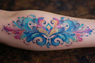 custom a watercolor tattoo design