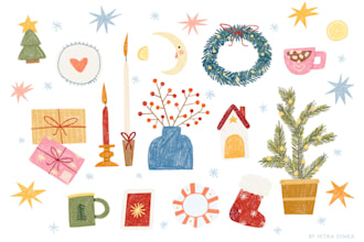 create cute cozy clipart sets for stickers