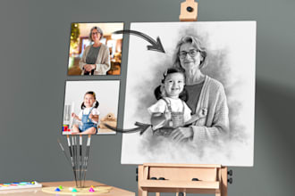 add deceased loved one to photo, custom memorial gift portrait