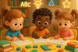 create kid activity worksheets kindergarten online course educational curriculum