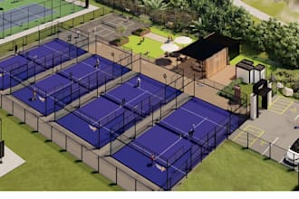 create a professional 3d padel court or club design for your business or project