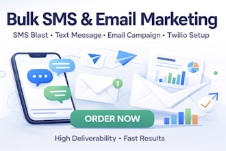run bulk SMS marketing, SMS blast, text message, and email campaign