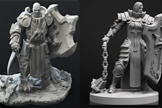 sculpt 3d character model, 3d dnd character miniature, 3d tabletop miniature stl