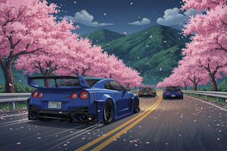 draw your car in a clean anime jdm style illustration