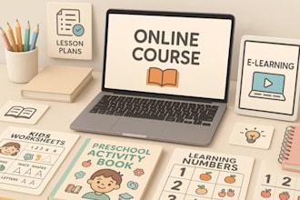 create online courses lesson plans kids worksheets preschool elearning content