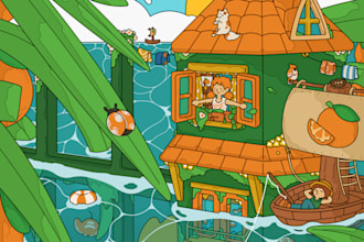 create cute childrens illustrations in my art style