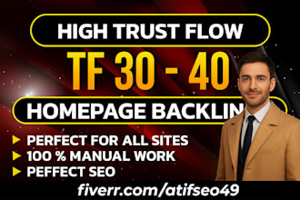 make high trust flow tf 30 plus homepage seo backlinks