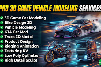 do 3d game car 3d bike 3d vehicle gta car 3d truck product design modeling