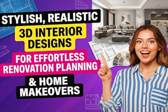create modern 3d interior design for your home renovation and remodeling