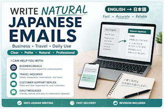 write natural japanese emails for business, travel, and customer support