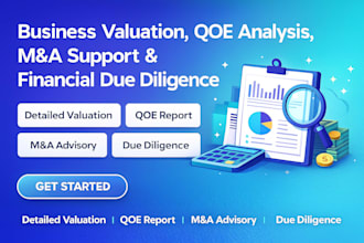 provide business valuation, qoe report, m and a, and financial due diligence