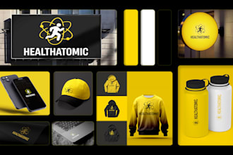 design signature logo complete branding kit, brand identity with brand guideline