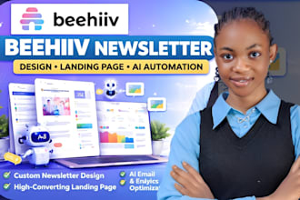 create beehiiv newsletter design, beehiiv landing page, ai email automation