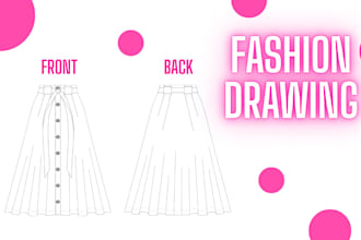 create technical flat drawings for fashion design