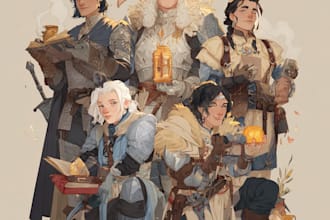 draw a character fantasy illustration for dnd party