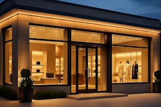 design 3d store front, 3d showroom design, warehouse