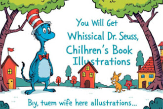 design children illustration cover book, dr seuss, whimiscal art brass
