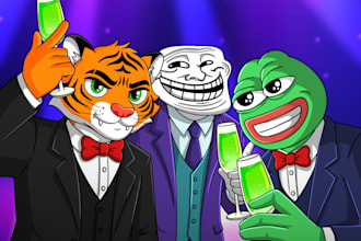 do custom 2d illustrations for your memecoin, crypto
