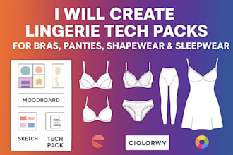 create stunning lingerie tech packs for bras, panties, shapewear and sleepwear