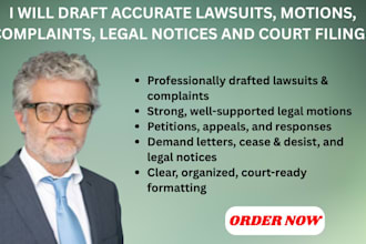 draft legal advice, research, motions, affidavits, case briefs and laws
