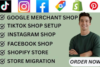 setup tiktok shop, instagram, facebook, google merchant shop and store integrate