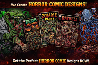 draw vintage horror comic 60s 70s retro vhs poster design dark art movie poster