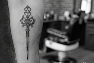 make more elegant and classic for logo tattoo and barbershop
