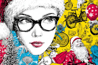 draw a christmas card or a christmas themed pop art
