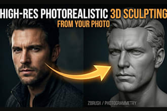 sculpt realistic 3d head bust model 3d figure, 2d to 3d model stl for printing