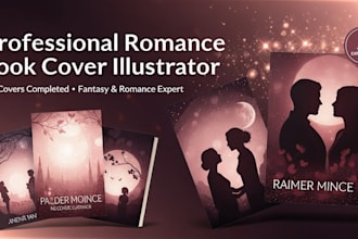 illustrate romance book cover design, young adult and ebook novel cover