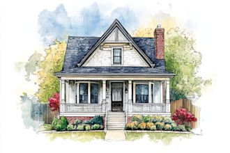 make a watercolor house illustration