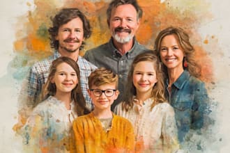 paint amazing family portrait in watercolor