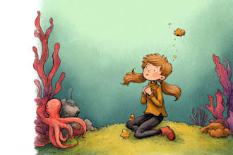 create beautiful watercolor children book illustration