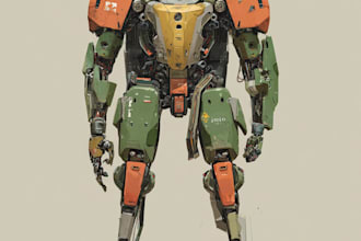 do anime style mecha robot illustrations