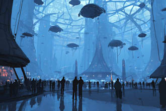design cyberpunk futuristic city illustration