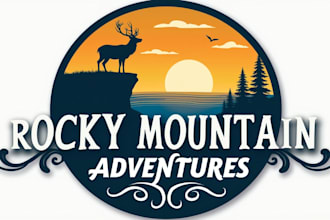 design outstanding deer and mountain logo