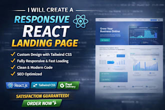 build a responsive landing page using HTML CSS tailwind or react