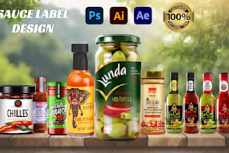design jar labels, food labels, spice, sauce packaging, or cosmetic label