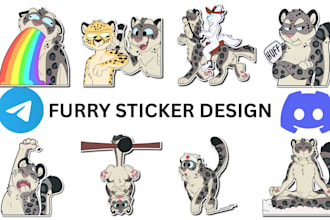create static or animated furry sticker packs for telegram discord twitch emotes