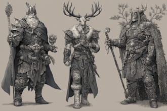 illustrate realistic fantasy art, characters