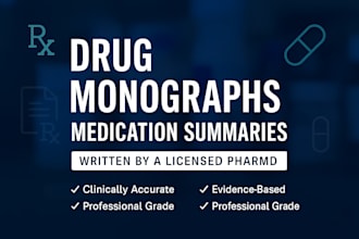 write drug monographs and medication summaries as a pharm d pharmacist