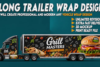 create long trailer, box trailer, van wrap, truck and vehicle wrap design