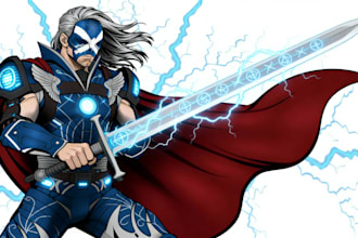 draw you dc or marvel style comic book and superhero